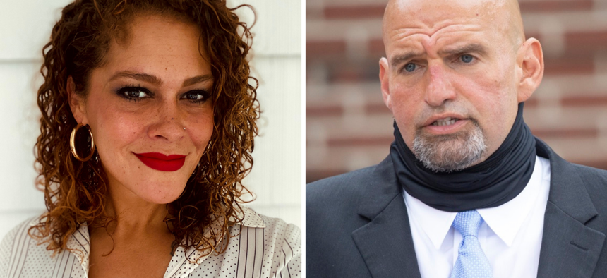 Secretary of the Pennsylvania Board of Pardons Celeste Trusty (left) and Pennsylvania Lt. Gov. John Fetterman (right)