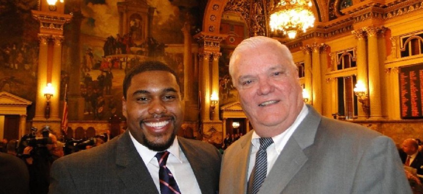 State Rep. Bill Keller, right, shown here with fellow Rep. Jason Dawkins