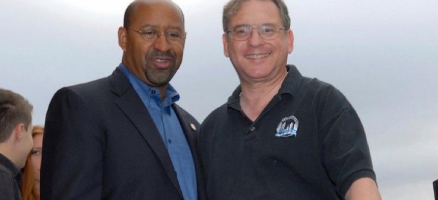 Philadelphia City Controller Alan Butkovitz, right, with then Mayor Michael Nutter in 2011 – from the controller's Facebook page