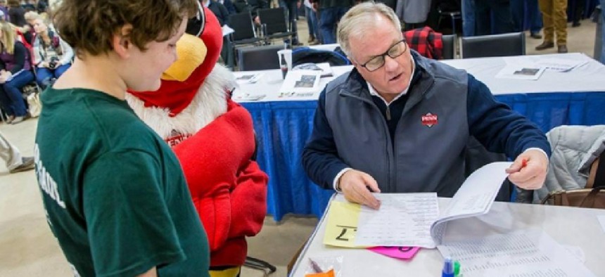 Republican state Sen. and gubernatorial candidate Scott Wagner, shown here at the 2018 PA Farm Show – from his Facebook page