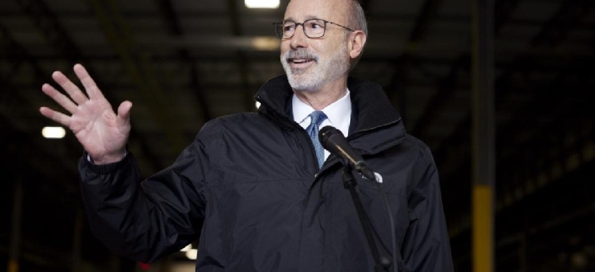 Gov. Tom Wolf speaks at a press conference