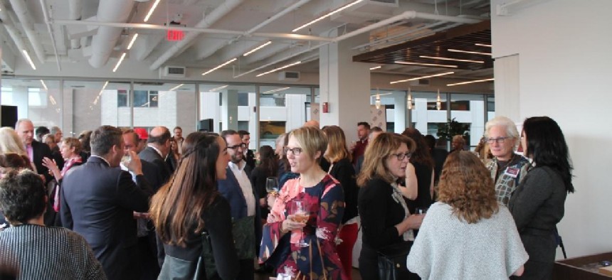 Attendees enjoyed the indoor-outdoor aspect of the new event space at Constitution Place in Philadelphia's Old City neighborhood.
