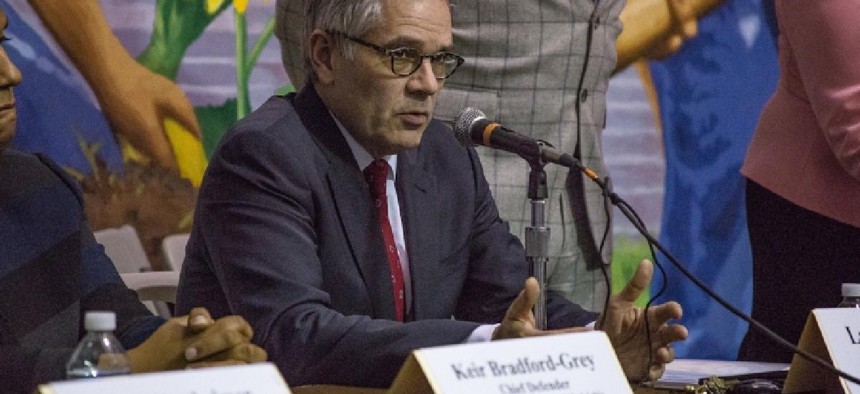 Philadelphia DA Larry Krasner during a hearing town hall in February on cash bail reform. Jared Piper, Philadelphia City Council