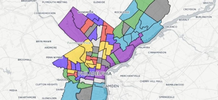 Philadelphia's ward endorsements ahead of Democratic primary for district attorney. Map by Max Marin
