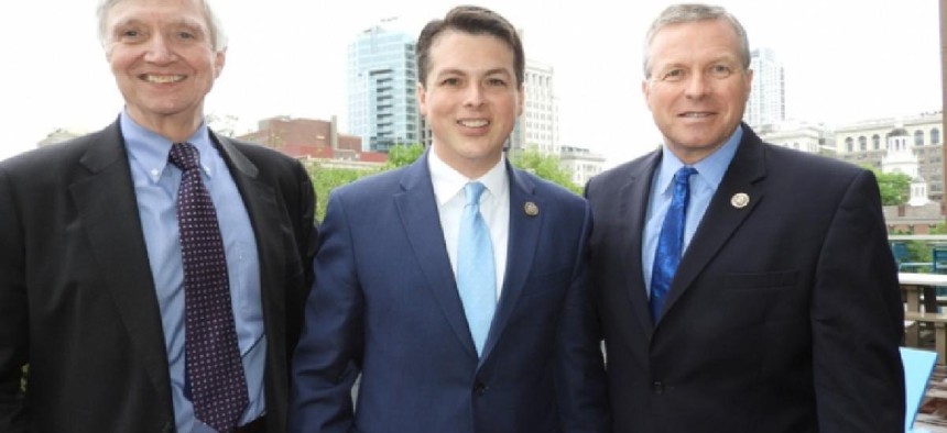 House Democratic Leader Frank Dermody, honoree Congressman Brendan Boyle and honoree Charlie Dent, who retired from Congress last week, at City & State PA's Power 100 event. Photo by Bonnie Squires