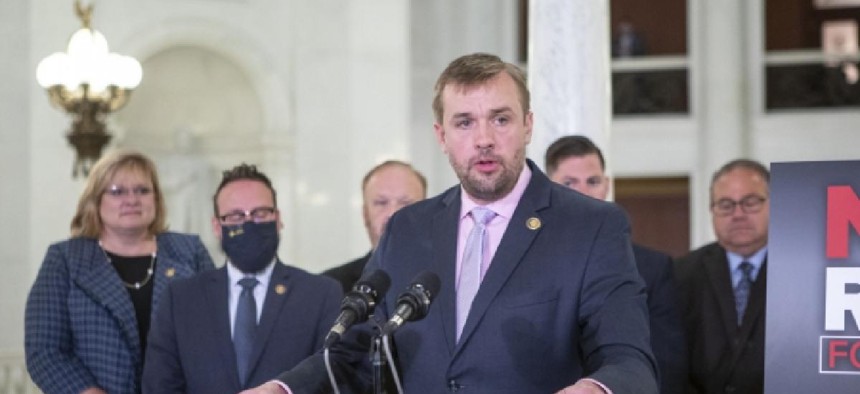 Pennsylvania House Speaker Bryan Cutler speaks at a lobbying reform press conference