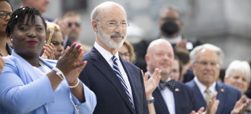 Gov. Tom Wolf with Democratic legislators