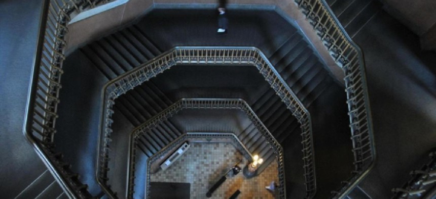 A central stairwell at Philadelphia City Hall - photo by Max Marin