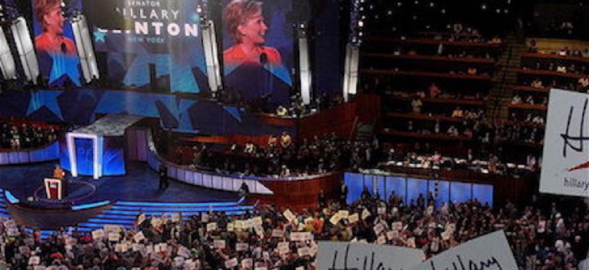 Hillary Clinton speaking at the 2008 Democratic National Convention