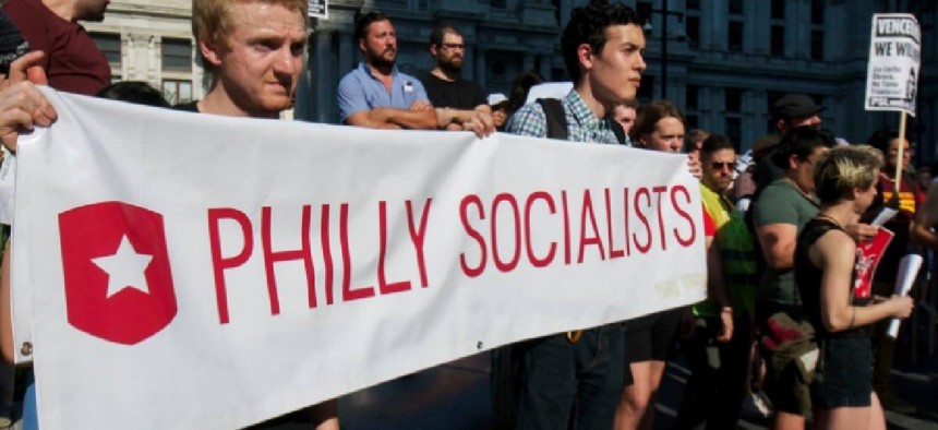 Philly Socialists protesting ICE outside of Philadelphia City Hall - from Facebook