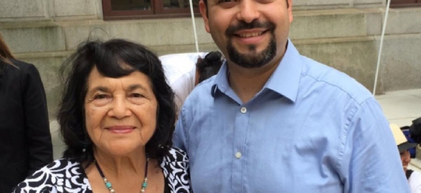 Fernando Treviño-Martinez, right, with labor/civil rights legend  Dolores Huerta - from Twitter