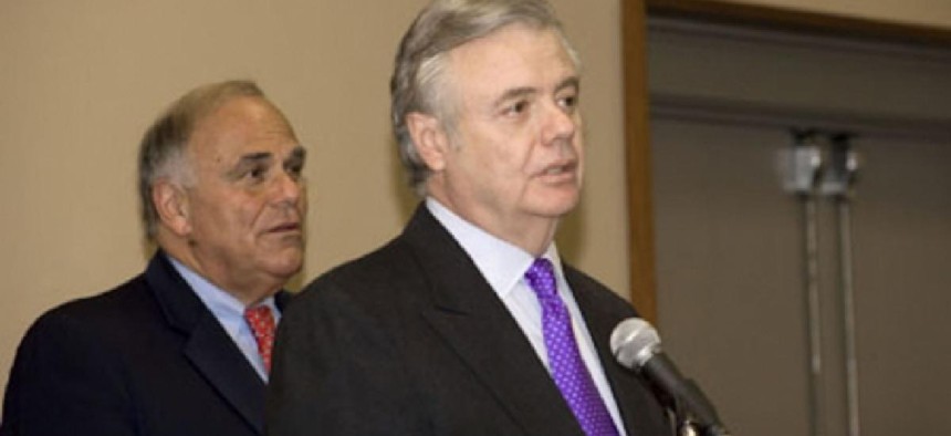Vince Fumo, shown here announcing his retirement from the PA Senate in 2008. From Fumo's website