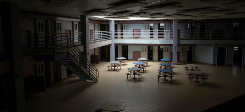 Interior of cell block in abandoned State Correctional Institution