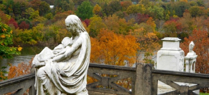 The Mother and Twins monument at Philadelphia’s Laurel Hill Cemetery. Photo courtesy Small Bones