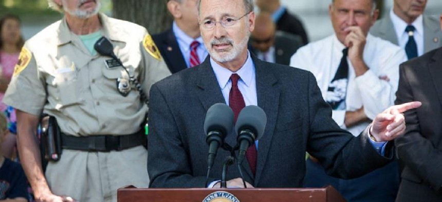 Gov. Tom Wolf at the  June 28, 2017, signing of the Animal Protection Statute Overhaul – from his official Facebook page