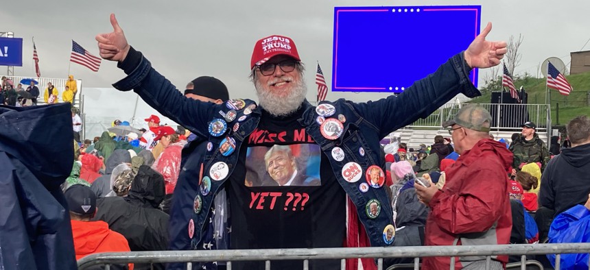 Supporters gather at Trump's rally for Dr. Mehmet Oz on Friday.