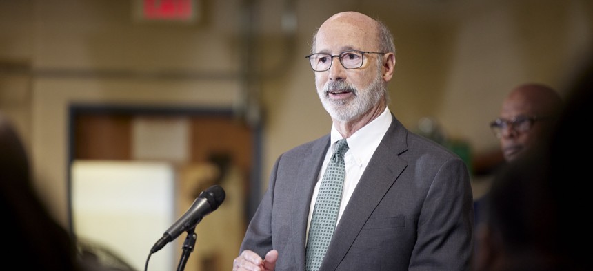 Gov. Tom Wolf speaks at a press conference