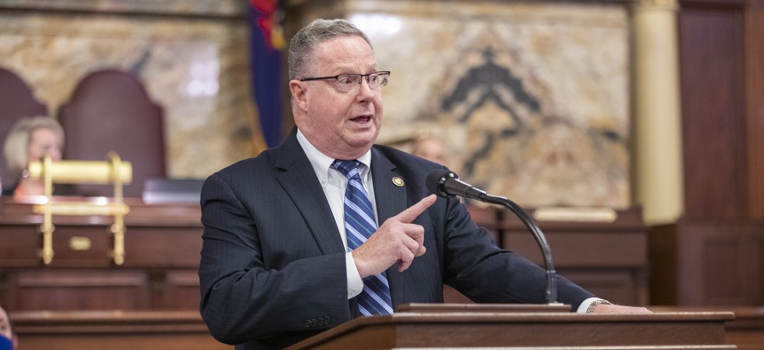 House Appropriations Committee Chair Stan Saylor speaks on the House floor