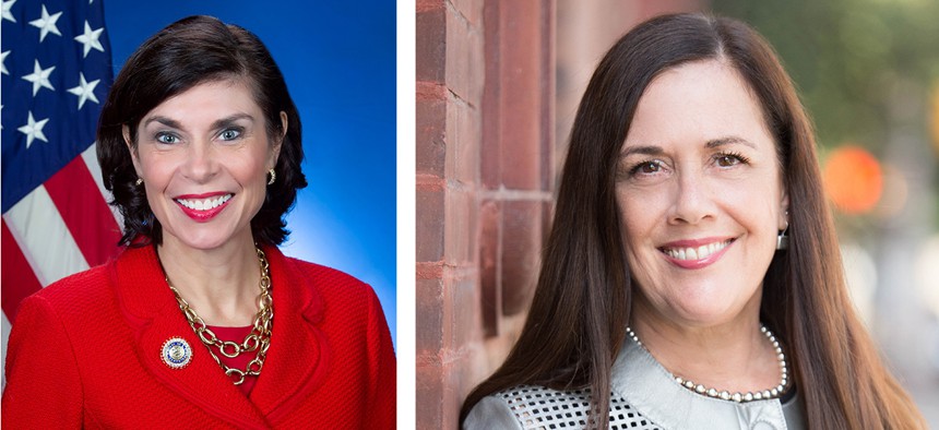 State Sens. Kristin Phillips-Hill (L) and Lisa Baker (R).