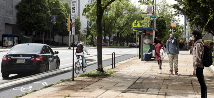 A rendering of the new Spring Garden Street Greenway