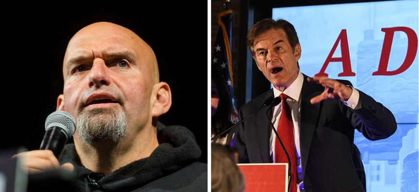 Democratic Senate candidate Lt. Gov. John Fetterman and Republican Senate candidate Mehmet Oz.