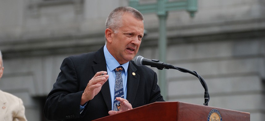 State Rep. Daryl Metcalfe speaks at a rally in support of gun rights.