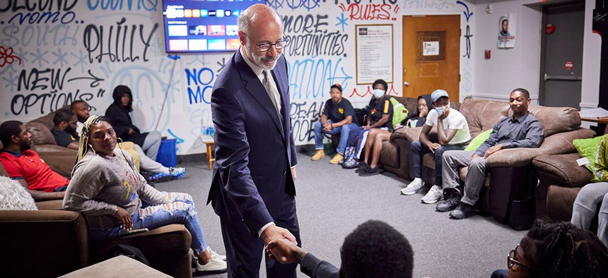 Pennsylvania Governor Tom Wolf greeting program members.