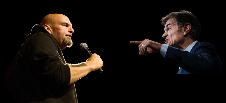 John Fetterman (left) and Dr. Mehmet Oz (right)