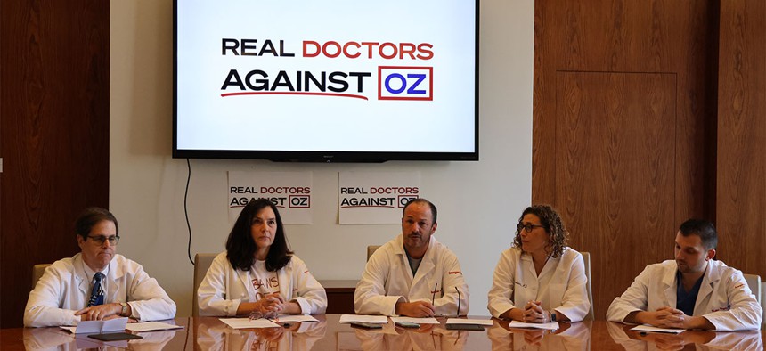 Several physicians met for a roundtable discussion in Philadelphia Thursday that was organized by Democratic candidate John Fetterman’s campaign.