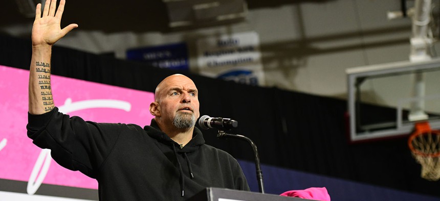 Democrat John Fetterman at a rally in Blue Bell, Pennsylvania.