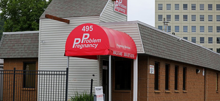 Problem Pregnancy, a crisis pregnancy center, is located near a Planned Parenthood center in Worcester, Mass.