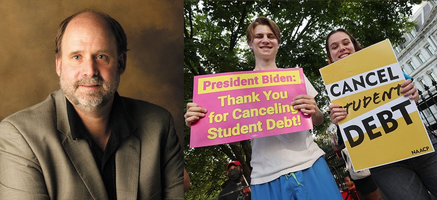 Will Bunch; Student loan borrowers celebrate President Joe Biden canceling student debt.