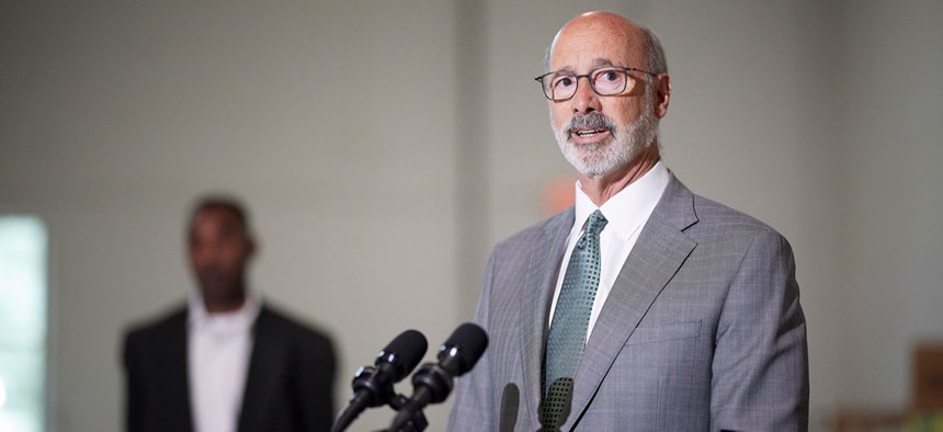 Gov. Tom Wolf at a press conference.