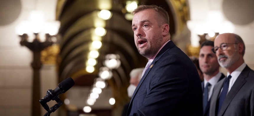 State Rep. Bryan Cutler speaks at a press conference in July 2022.