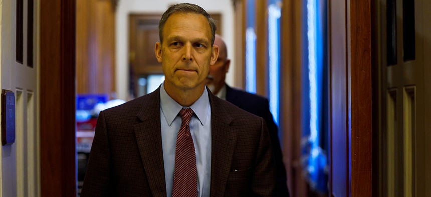 Scott Perry leaves a meeting in the office of House Minority Leader Kevin McCarthy at the U.S. Capitol Building.