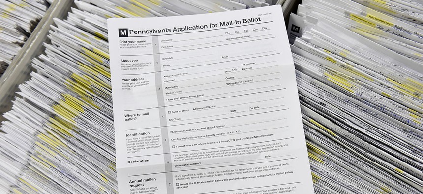 A blank application for Mail-in Ballot with some of the applications that were already received.