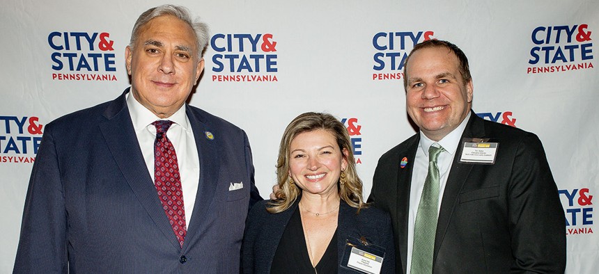 (L to R): Allegheny County Council member Sam DeMarco, Jessica Tait, president, Enspra Corporation, and Tom Baker, executive director, North Hills Community Outreach