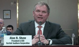 Norfolk Southern President and CEO Alan Shaw testifies before the Pennsylvania Senate Veterans Affairs & Emergency Preparedness Committee