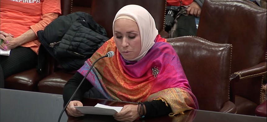 Meredith Elizalde speaks during a Pennsylvania House Judiciary Committee meeting.