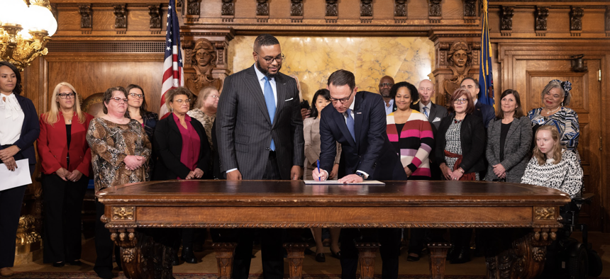 Pennsylvania Gov. Josh Shapiro signs his first executive order