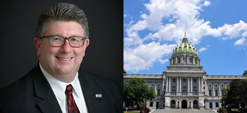 AFSCME Council 13 Executive Director Dave Henderson and the Pennsylvania Capitol.