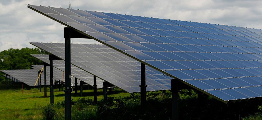 A solar farm was constructed in a former parking lot at Pocono Raceway in Long Pond, Pennsylvania.