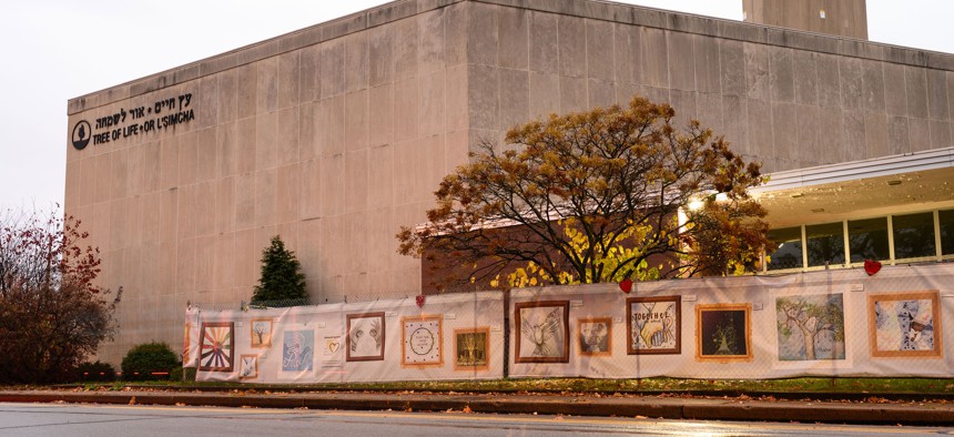 The Tree of Life synagogue in Pittsburgh on the fifth anniversary of the 2018 attack.