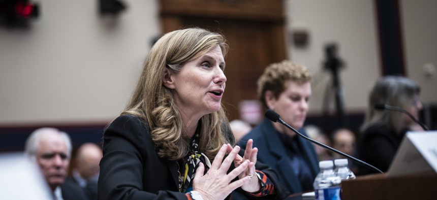 University of Pennsylvania President Liz Magill testifies during a House Education and Workforce Committee Hearing on holding campus leaders accountable and confronting antisemitism on Capitol Hill on Tuesday, Dec. 05, 2023, in Washington, DC. 
