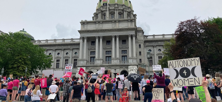 An abortion rights rally at the Pennsylvania Capitol
