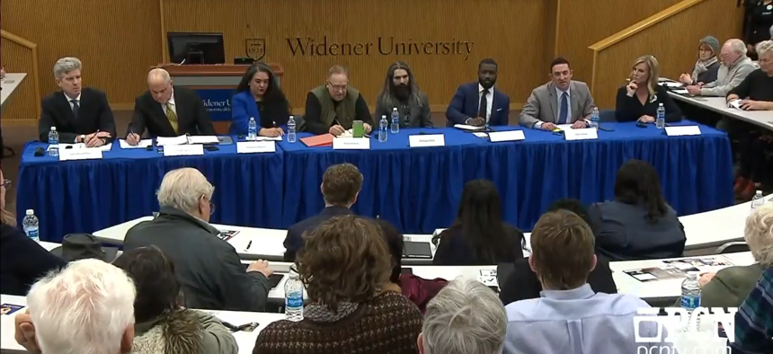 The Democrats seeking to run against U.S. Rep. Scott Perry gathered for a forum at Widener University on Jan. 13, 2024.