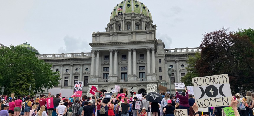 An abortion rights rally at the Pennsylvania Capitol in 2022