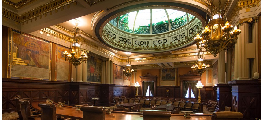 The Pennsylvania Supreme Court chamber in Harrisburg.
