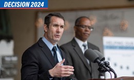 Eugene DePasquale speaks at a press conference in 2020 during his time as Pennsylvania auditor general.