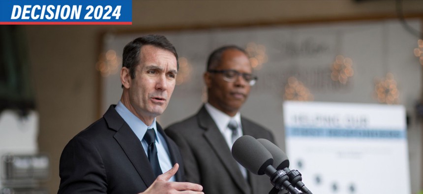 Eugene DePasquale speaks at a press conference in 2020 during his time as Pennsylvania auditor general.